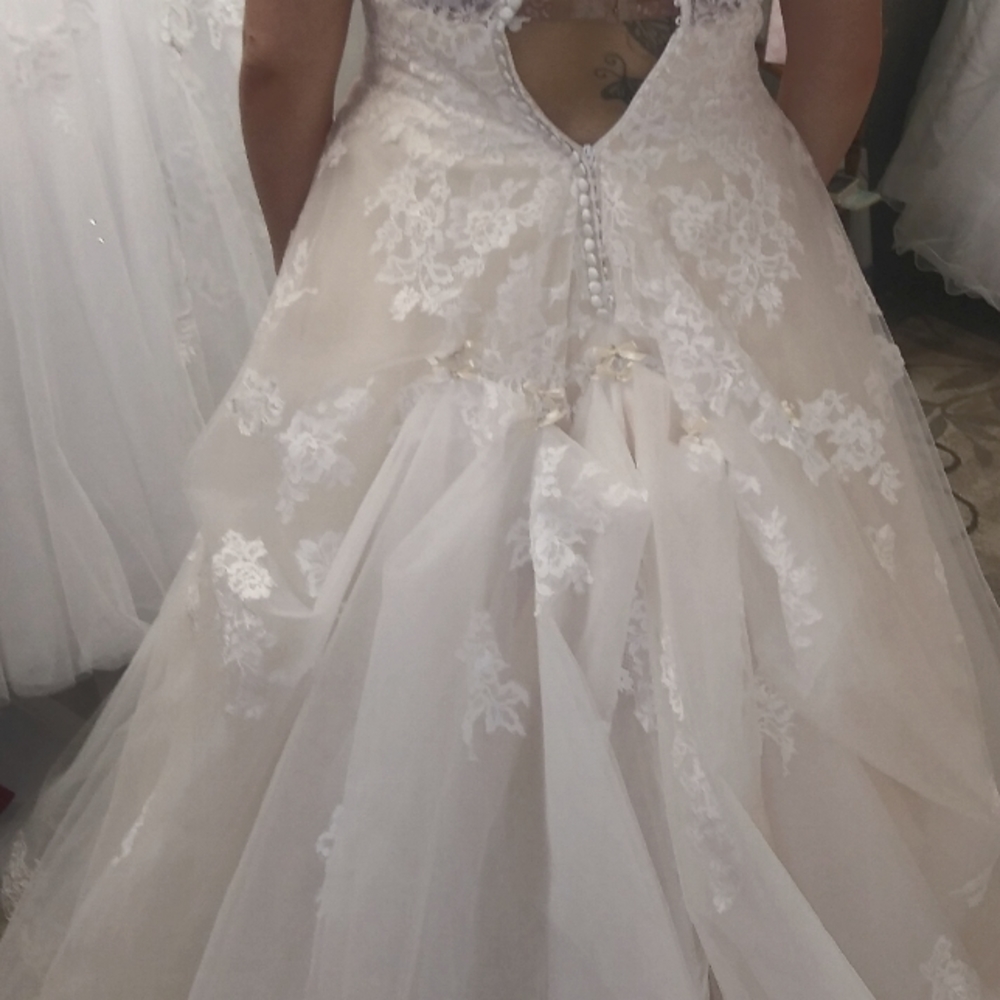 FRENCH BUSTLE  BLUSH BRIDAL GOWN